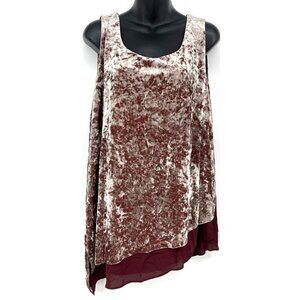 INC International Concepts Women Top XL Extra Large Maroon Velvet Sleeveless